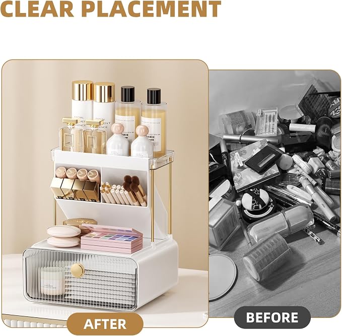 3-Tier Bathroom Makeup Organizers and Storage, Makeup Vanity Organizer - Image 4