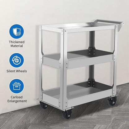 3-Tier Stainless Steel Utility Cart, 1000lbs Capacity - Image 7