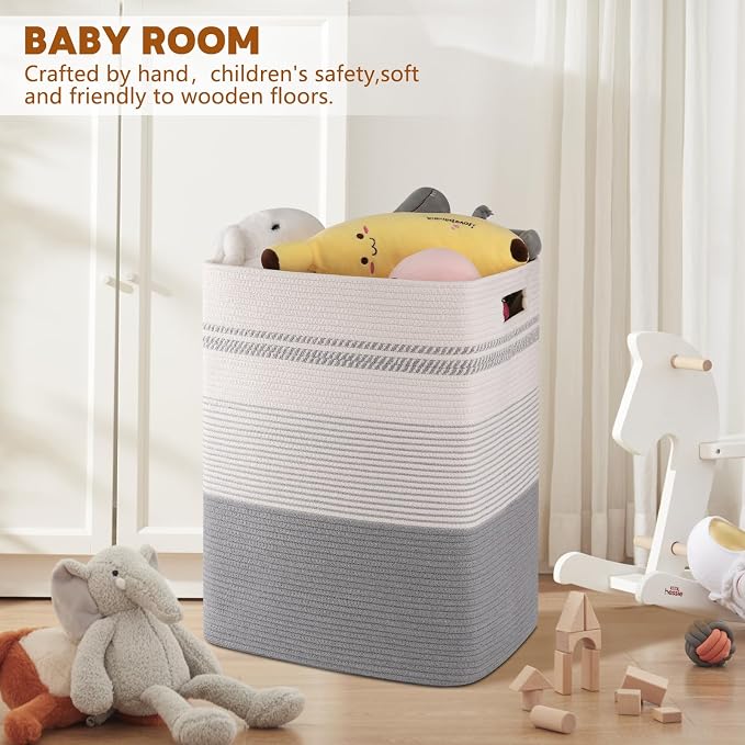 Laundry Hamper, Large Woven Rope Tall Laundry Basket - Image 2