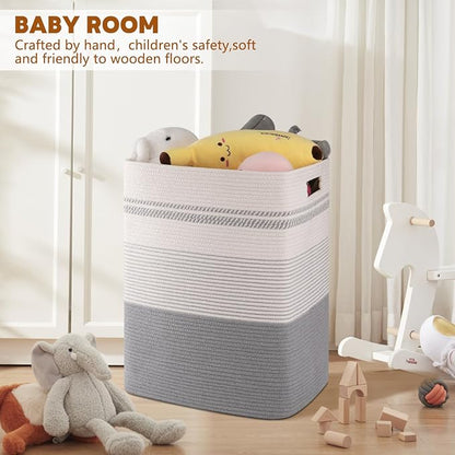 Laundry Hamper, Large Woven Rope Tall Laundry Basket - Image 2