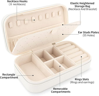 DesignSter Travel Jewelry Box, PU Leather Portable Jewelry Case, Small Jewelry - Image 2