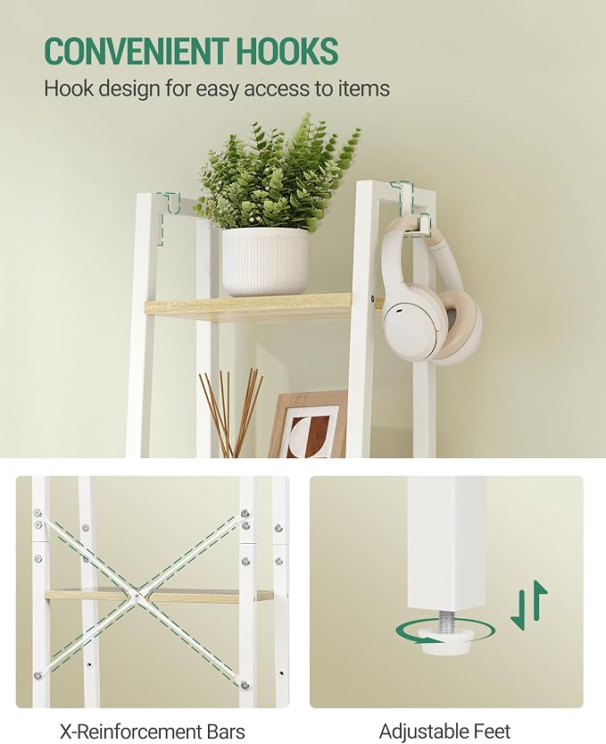 Hzuaneri Ladder Shelf, Freestanding Corner Storage Shelf | Bookcase - Image 3