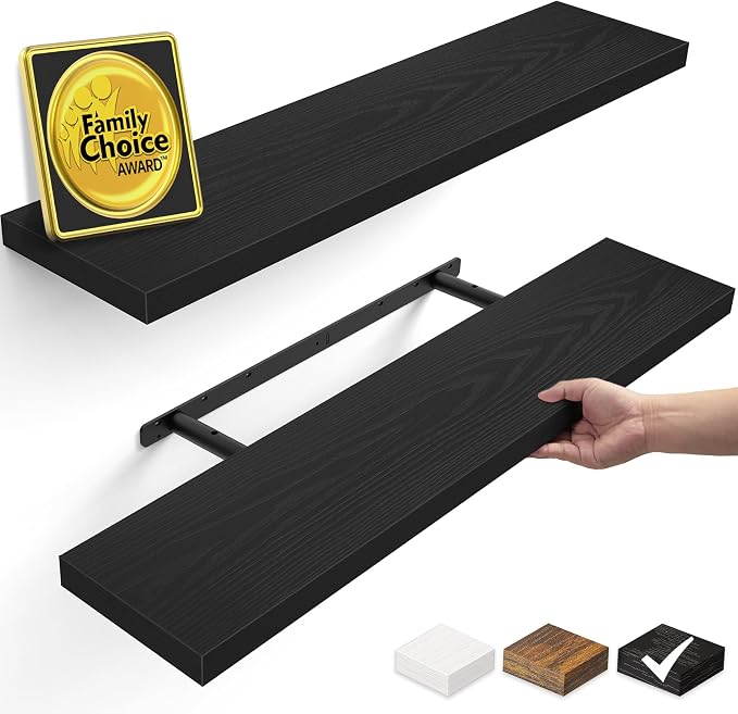 BAYKA Floating Shelves for Wall, 35.4 inches Long Wall Mounted Rustic Wood by Bayka