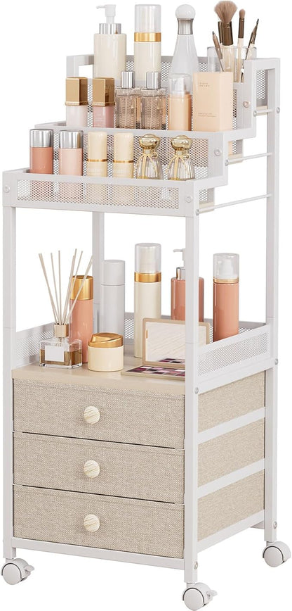 Makeup Organizer Storage with Drawers, 13 Inch Bathroom Stand Large Floor by HomeLivingStorageOrganizer