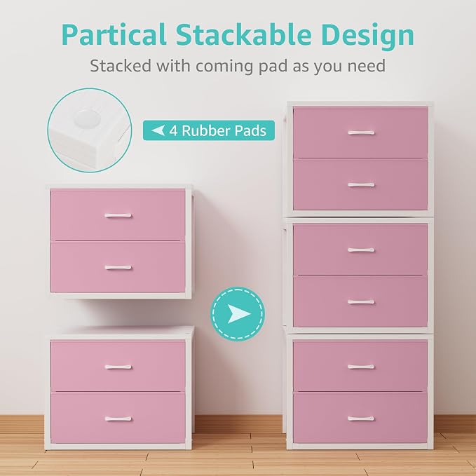 BOLUO Stackable Storage Drawers Closet Organizers and Storage Fabric White 2 - Image 5