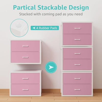 BOLUO Stackable Storage Drawers Closet Organizers and Storage Fabric White 2 - Image 5