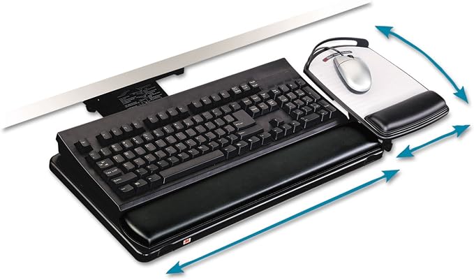 3M Keyboard Tray with Adjustable Keyboard and Mouse Platforms, Turn Knob to by Unknown