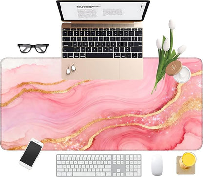 Pink and Gold Stripes Gaming Mouse Pad 35.4"x15.7"Desk Mat Anti-Slip Rubber - Image 8