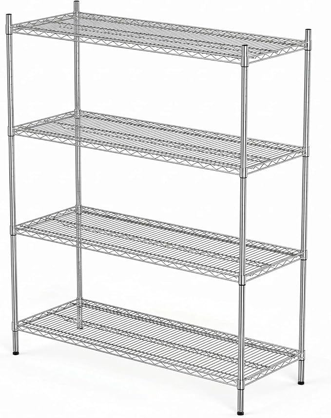 APLSS NSF 4-Tier Chrome Storage Shelves, Dry Environments, Commercial Heavy by HECMAC