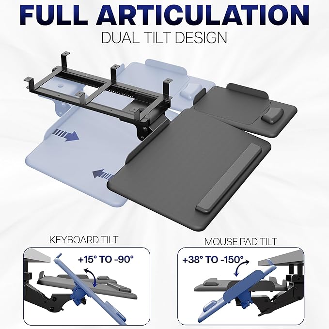 VIVO Adjustable 27 x 12 inch Under Desk Keyboard Tray - Image 3