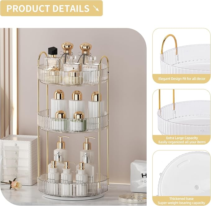 360° Rotating Makeup Organizer for Vanity - Image 6