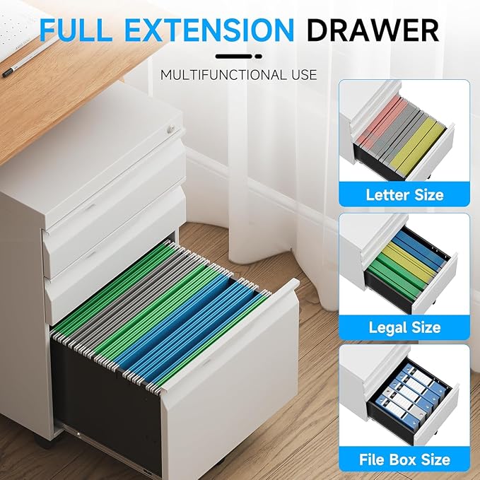 3 Drawer Mobile File Cabinet - Image 7