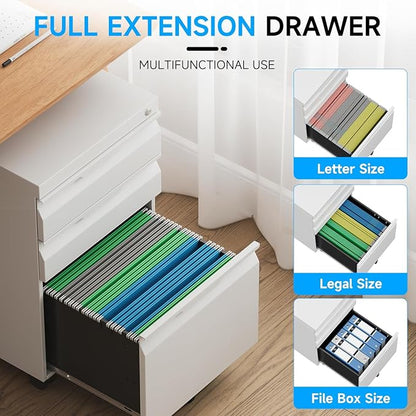 3 Drawer Mobile File Cabinet - Image 7