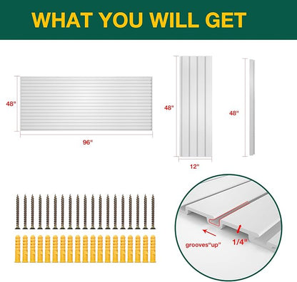Yuzzy Slat Wall Paneling 4 x 8ft, Garage Slatwall Panel Wall Storage Systems - Image 4