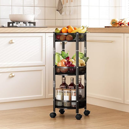 TOOLF 3 Tier Foldable Rolling Cart, Metal Utility Storage Cart, Lockable Wheels - Image 7