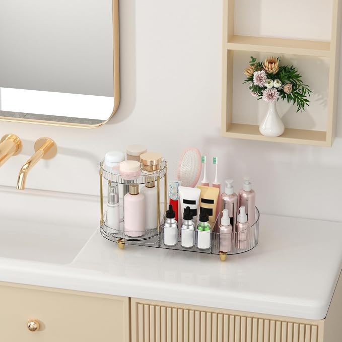 Makeup Organizer Countertop for Vanity, Rotating Perfume Tray - Image 5