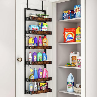 bukfen Over the Door Pantry Organizer, 6-Tier Adjustable Wooden Basket Kitchen - Image 9