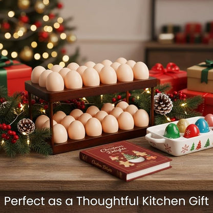YOUEON Acacia Wooden Egg Holder - Image 8