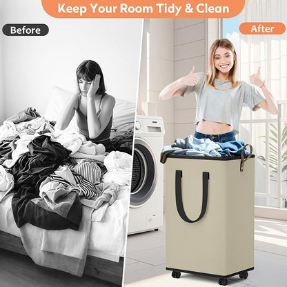 SpaceTrove Laundry Basket with Wheels, Collapsible Laundry Baskets, Laundry - Image 5