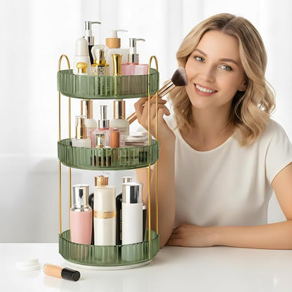 360° Rotating Makeup Organizer for Vanity, 3 Tier Perfume Organizers - Image 2