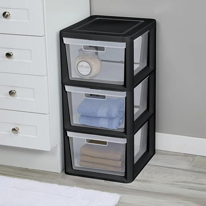 Medium 3 Drawer Tower with Removable Clear Plastic Storage Bins, Easy Assembly - Image 7