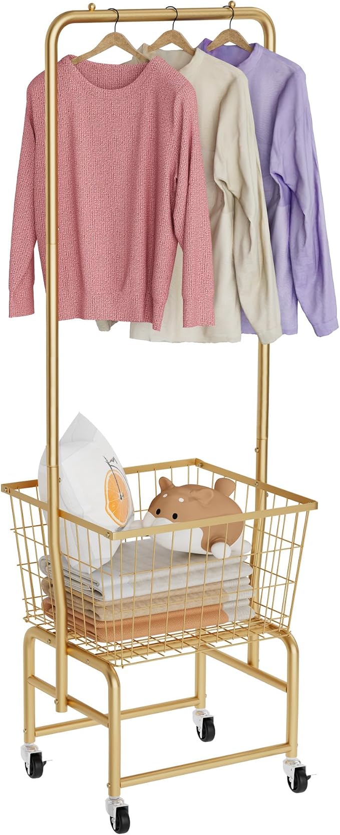 Rolling Laundry Cart with Wheels, Laundry Hamper Basket Organizer with Clothes by Unknown