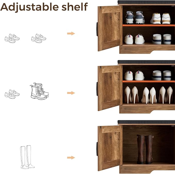 HOMSHO Farmhouse Shoe Storage Bench - Image 5