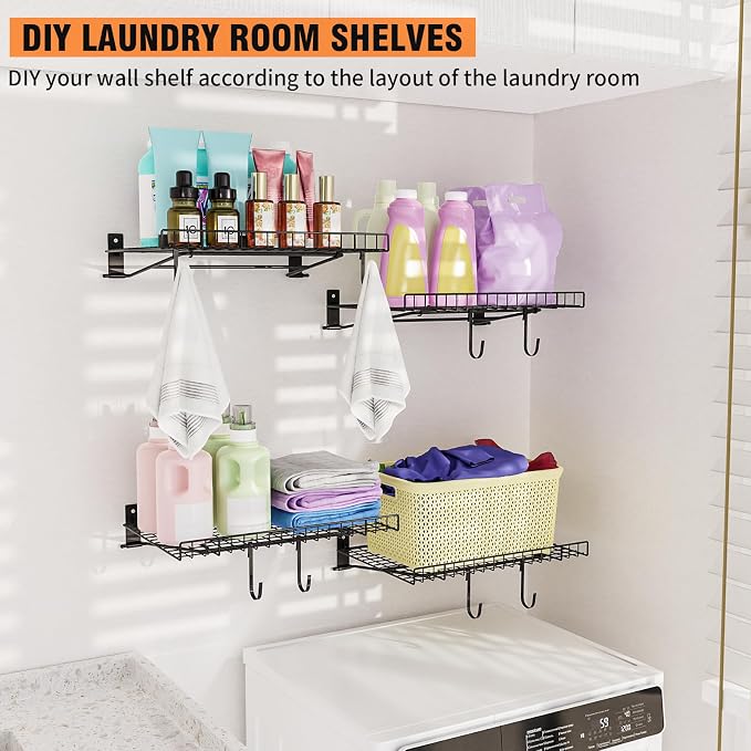 6 Pack Foldable Wall Shelf, Wall Mounted Garage Storage Shelves, Heavy Duty - Image 6
