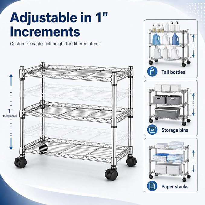 Simple Deluxe 3-Tier Storage Shelves, 750 Lbs Loading Capacity, 24.02" W x - Image 6
