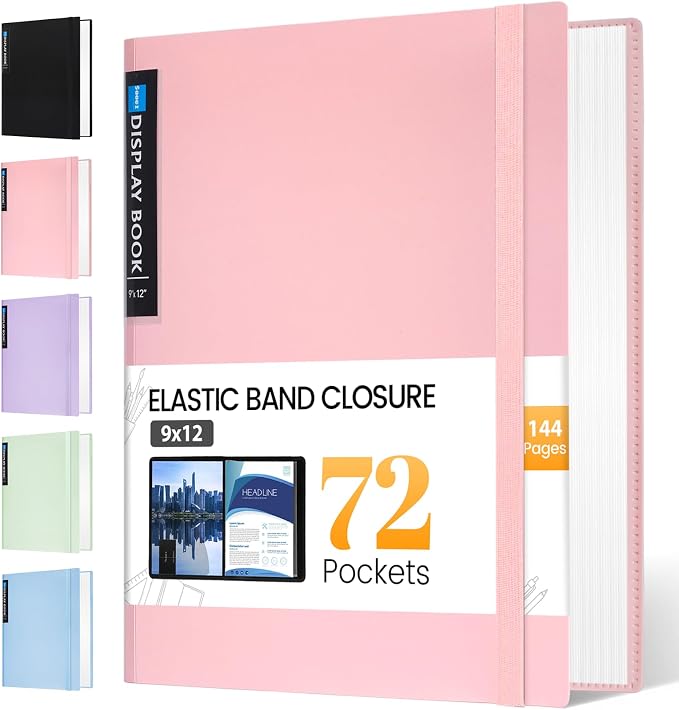 Sooez Art Portfolio 9"x12", 72 Pockets Large Portfolio Folder Display 144 Pages by Sooez