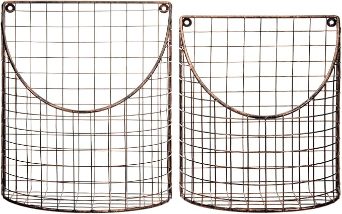 MyGift Antique Copper Metal Wire Wall Mounted Home and Kitchen Pantry Basket - Image 6