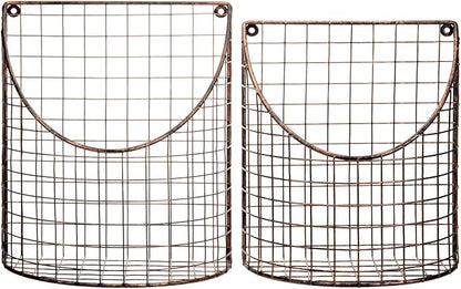 MyGift Antique Copper Metal Wire Wall Mounted Home and Kitchen Pantry Basket - Image 6