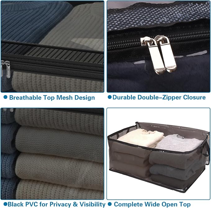 Fixwal 60L Blanket Storage Bags 4 Pack Clothes Storage Bins Foldable Thick - Image 3