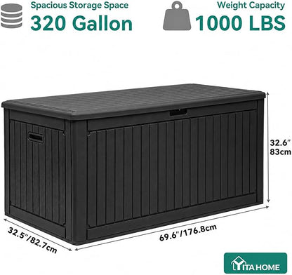 YITAHOME 320 Gallon Extra Large Deck Box, Double-Wall Resin Outdoor Storage Box - Image 8