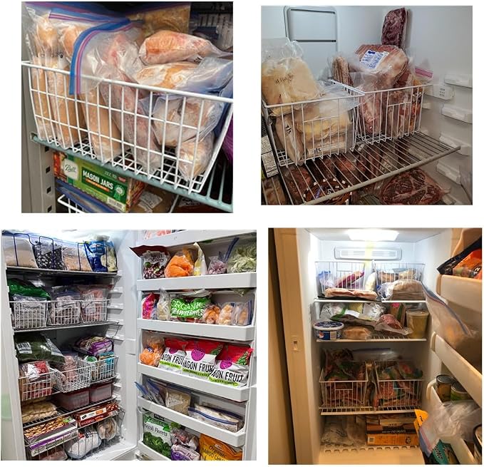 16Lx12W inch Wider Freezer Storage Organizer Baskets Container, Deep Metal Wire - Image 6