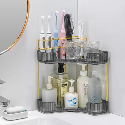 Upgraded 2-Tier Corner Bathroom Countertop Organizer – Spacious Storage - Image 2