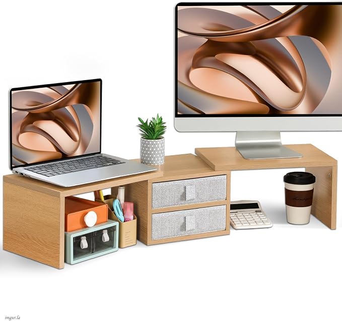 TEAMIX 42 inch Dual Monitor Stand Riser by TEAMIX