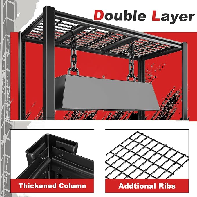 72H Storage Shelves Heavy Duty, 2800 LBS Garage Storage Shelves, 5-Tier - Image 6