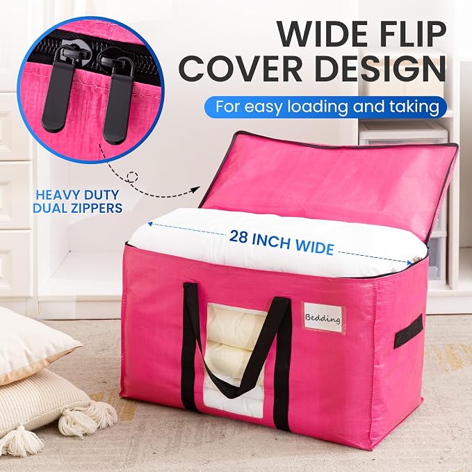 TAILI 10 Pack Pink Extra Large Moving Bags, Heavy Duty Totes - Image 4
