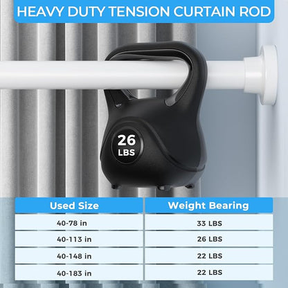 AIZESI Heavy Duty Tension Curtain Rod No Drilling, 40-113 Inch Adjustable - Image 7
