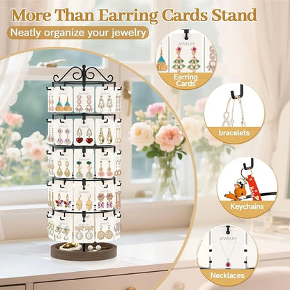 MODOWEY Earring Holder Organizer Rotating Display Tree Rack, 50 Hooks Earring - Image 5