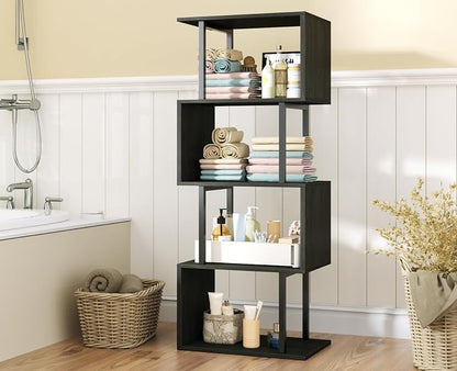 Furologee Geometric Bookshelf 5 Tier Bookcase, Industrial S-Shaped Display - Image 8