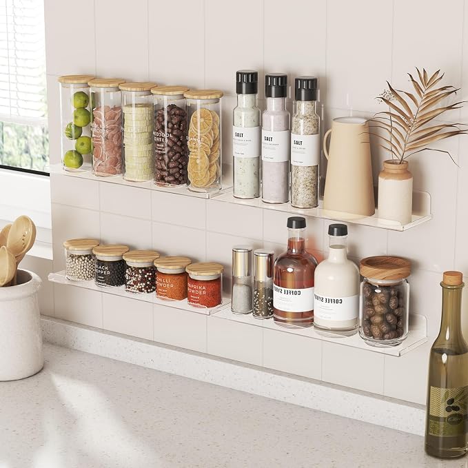 Lifewit Floating Shelves for Wall, 6 Pack 15" Clear Acrylic Shelf Room Decor - Image 8