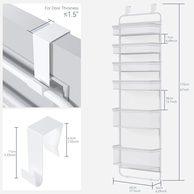 Whitmor Over The Door Organizer Storage, 6 Tier Hanging Door Organizer - Image 3