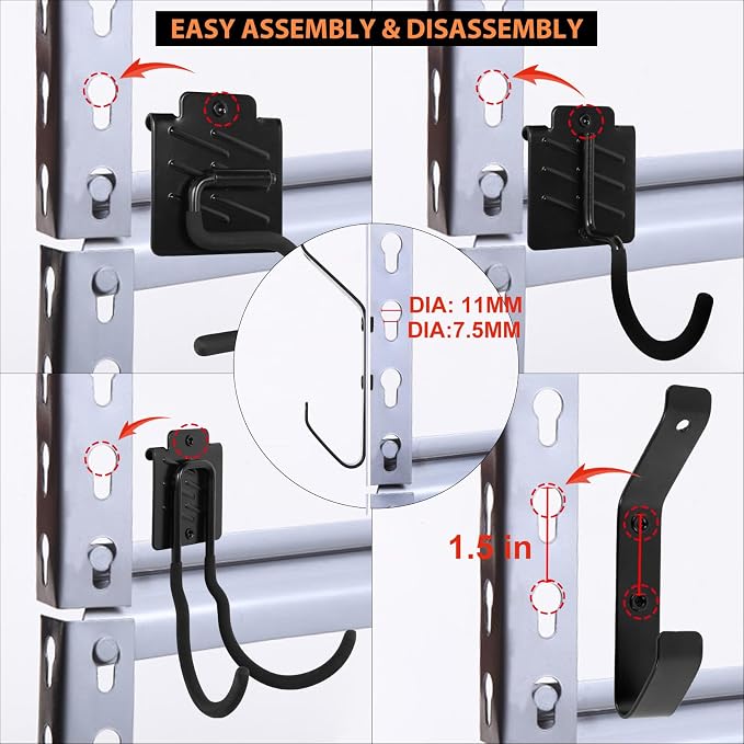 Wallmaster Boltless Shelving Hook Organizer Kit, Garage Heavy Duty Tool Storage - Image 6