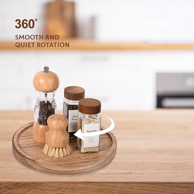 Wood Lazy Susan Organizer Kitchen Turntable - Image 4