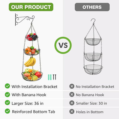 HULISEN 3-Tier Hanging Fruit Basket - Image 8