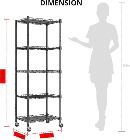 REGILLER 5-Wire Shelving Metal Storage Rack Adjustable Shelves, Standing - Image 3