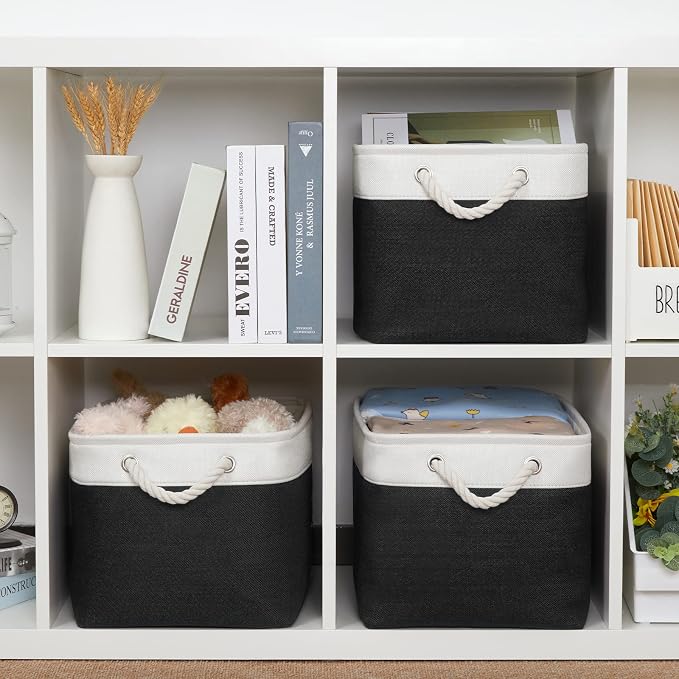 Bidtakay Black Storage Baskets for Shelves Collapsible Organizer Baskets for - Image 2