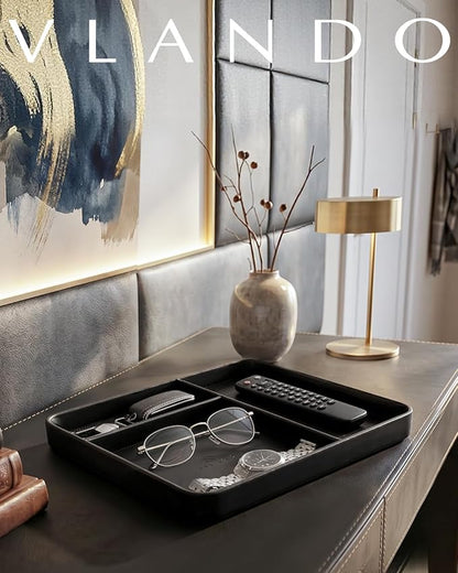 VLANDO Valet Tray, PU Leather Nightstand Organizer - Image 9